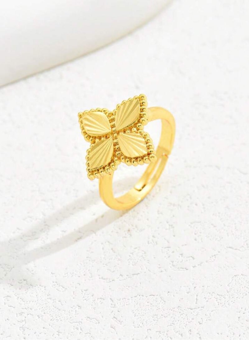 غولدماكس خاتم نسائي شبيه بالذهب مطلي باللون الذهبي عيار 21 بمقاس موحد - Image 4