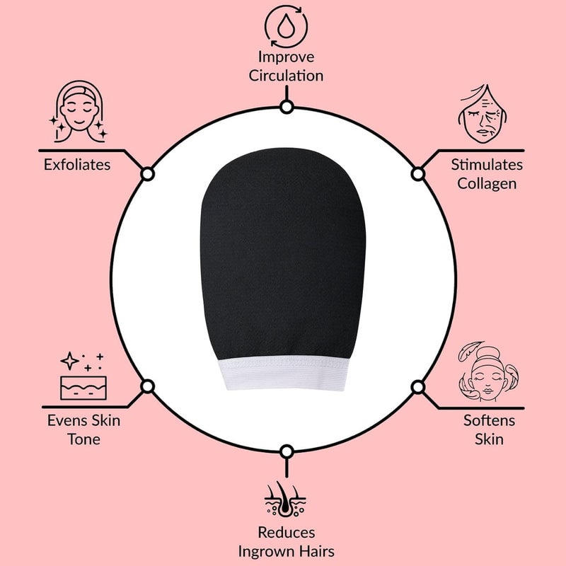 Exfoliating Body Scrub Gloves, Black, Gentle Dead Skin Removal for Men and Women.2025 (pack of 01) - Image 2