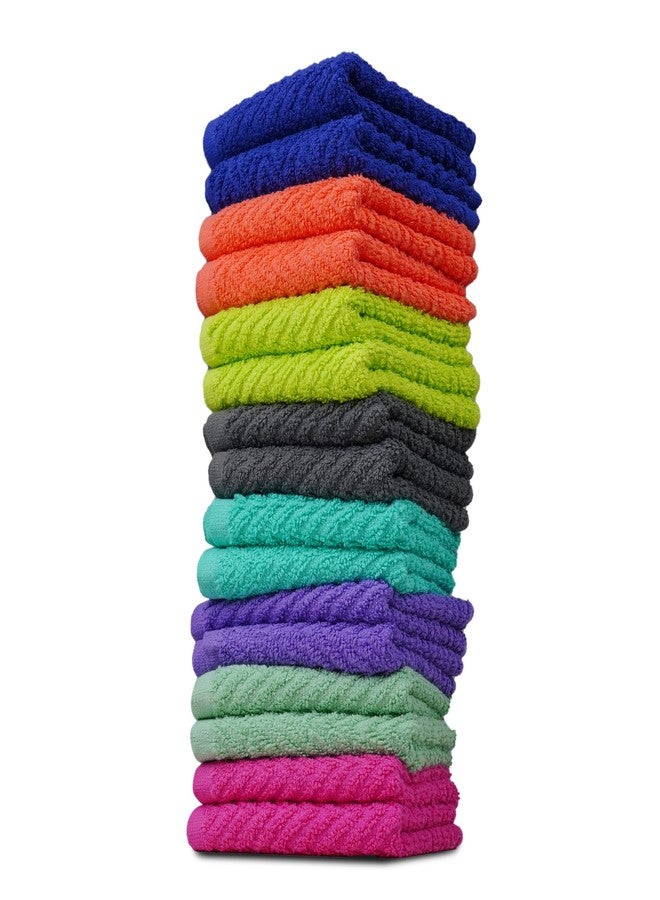 ZUPERIA Zigzag Multicolor Wash Cloths -16 Pack -12" x 12"- Highly Absorbent Soft Washcloths for Face, Gym Towels, Hotel Spa Quality, Reusable & Multipurpose Wash Cloth Towels - Image 1