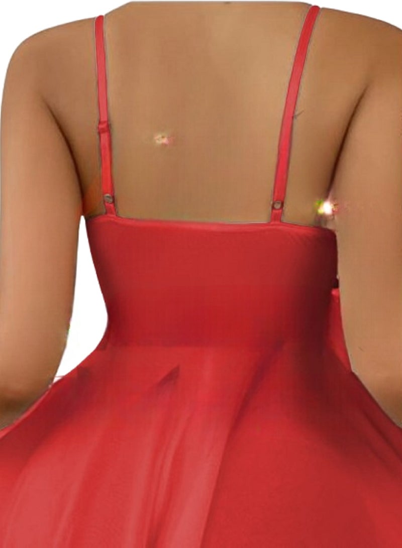 Genaric Women's Babydoll Short with Lace Detailing Adjustable Straps and Chest Straps - Image 2