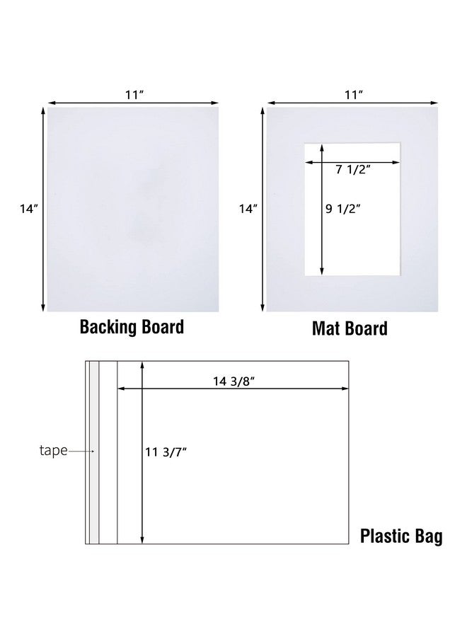 Acid Free 5 Pack 11X14 Precut Mat Board Show Kit For 8X10 Photos Prints Or Artworks 5 Core Bevel Cut Matts And 5 Backing Boards And 5 Crystal Plastic Bags White