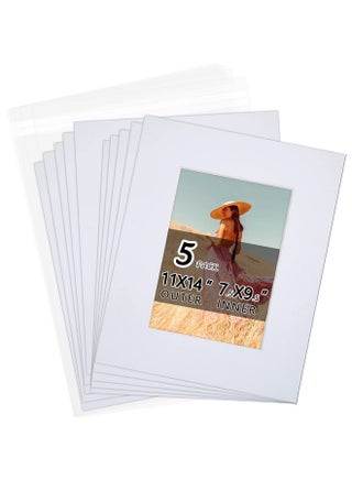 Acid Free 5 Pack 11X14 Precut Mat Board Show Kit For 8X10 Photos Prints Or Artworks 5 Core Bevel Cut Matts And 5 Backing Boards And 5 Crystal Plastic Bags White - pzsku/ZF36DBD49F8A25FD7CE3AZ/45/_/1721986341/4ea2f65a-8cfe-48a0-933d-09f0d2ea3c7d