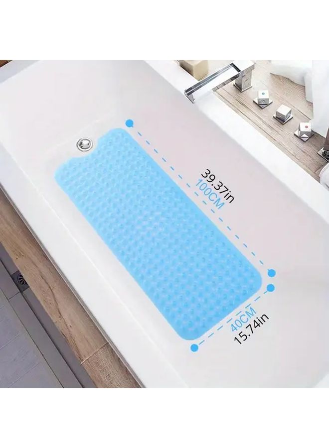 حصيرة حمام غير قابلة للانزلاق، مقاس كبير جداً - مع كؤوس شفط - من مادة الـ PVC - حصيرة أمان للاستحمام - سهلة التنظيف - غسل يدوي فقط - اللون أزرق - مقاس 15 × 75 × 39.37 بوصة - حصيرة أرضية مانعة للانزلاق للحمام - Image 2