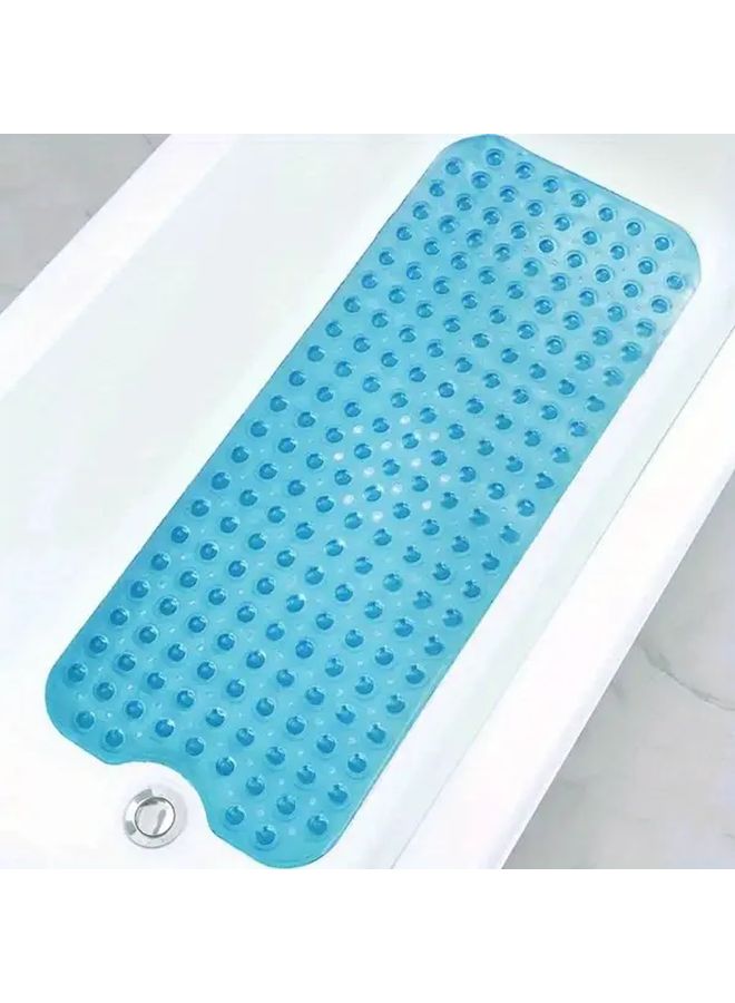 حصيرة حمام غير قابلة للانزلاق، مقاس كبير جداً - مع كؤوس شفط - من مادة الـ PVC - حصيرة أمان للاستحمام - سهلة التنظيف - غسل يدوي فقط - اللون أزرق - مقاس 15 × 75 × 39.37 بوصة - حصيرة أرضية مانعة للانزلاق للحمام - Image 1