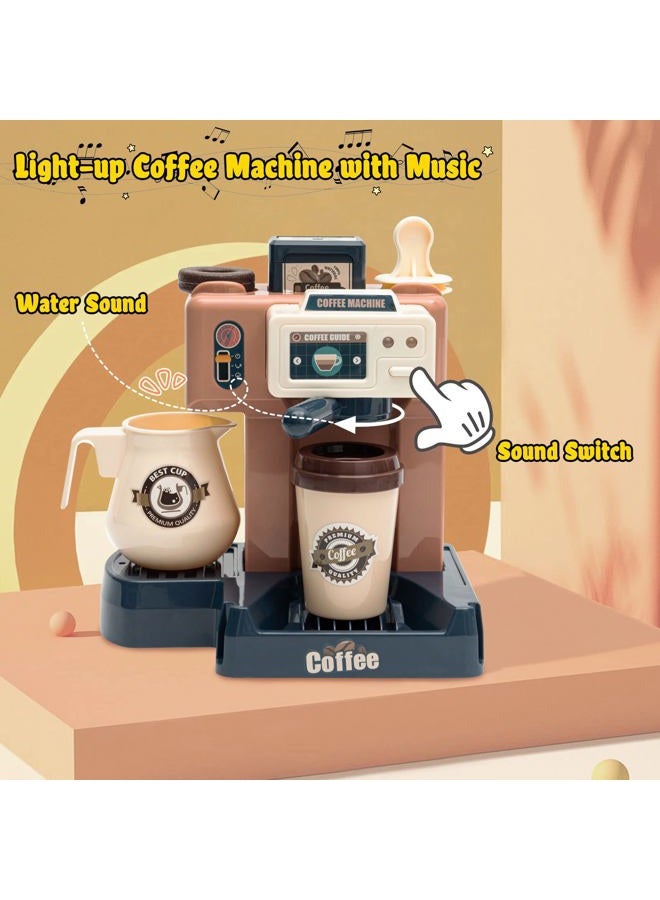 Jomifin Pretend Role Play Toy Coffee Shop for Boys and Girls with Coffee Maker Machine and Fake Donuts 41Pcs (Classic Edition) - Image 5