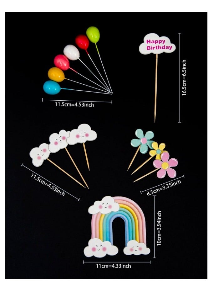 Decorative sticks and decorations for cake decoration suitable for birthdays and parties with the phrase “Happy Birthday” in bright colors, 14 pieces  - Image 3