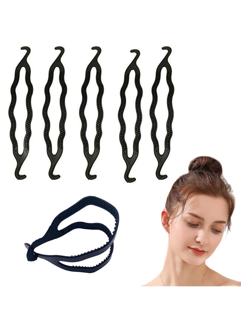 erioctry - Erioctry 6Pcs Hair Styling Tool Black Plastic Bun Curlers Donut Hair Twist Holders Magic Roll Braid Makers for Women and Girls Hair Design - Image 1