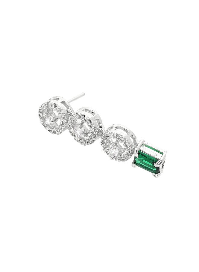 StileAdda Silver-Plated American Diamond Studded Necklace and Earrings Set - Image 5