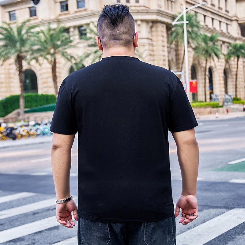 Summer Thin Cool Short-Sleeved T-Shirt Men'S New Plus Fat Plus Size Loose V Neck T-Shirt Men'S Export Tx173 - Image 5
