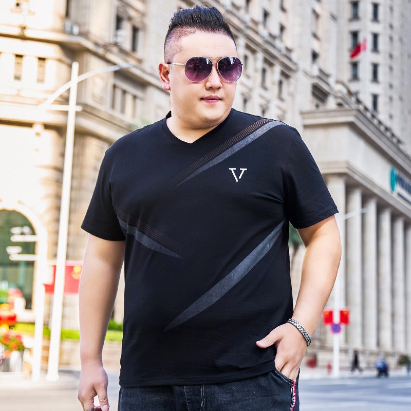 Summer Thin Cool Short-Sleeved T-Shirt Men'S New Plus Fat Plus Size Loose V Neck T-Shirt Men'S Export Tx173 - Image 2