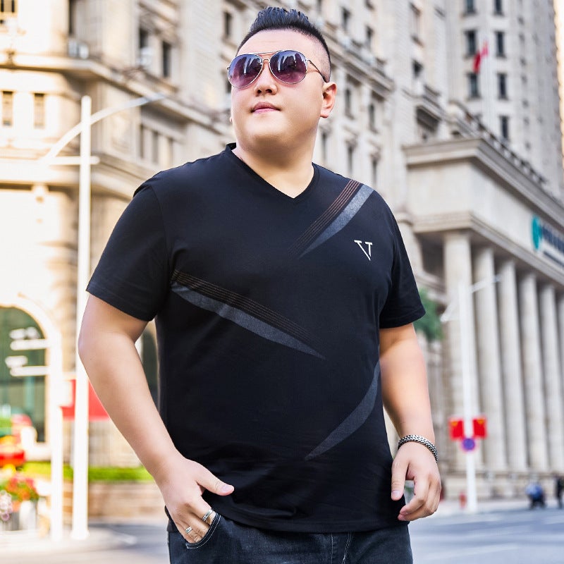 Summer Thin Cool Short-Sleeved T-Shirt Men'S New Plus Fat Plus Size Loose V Neck T-Shirt Men'S Export Tx173 - Image 4