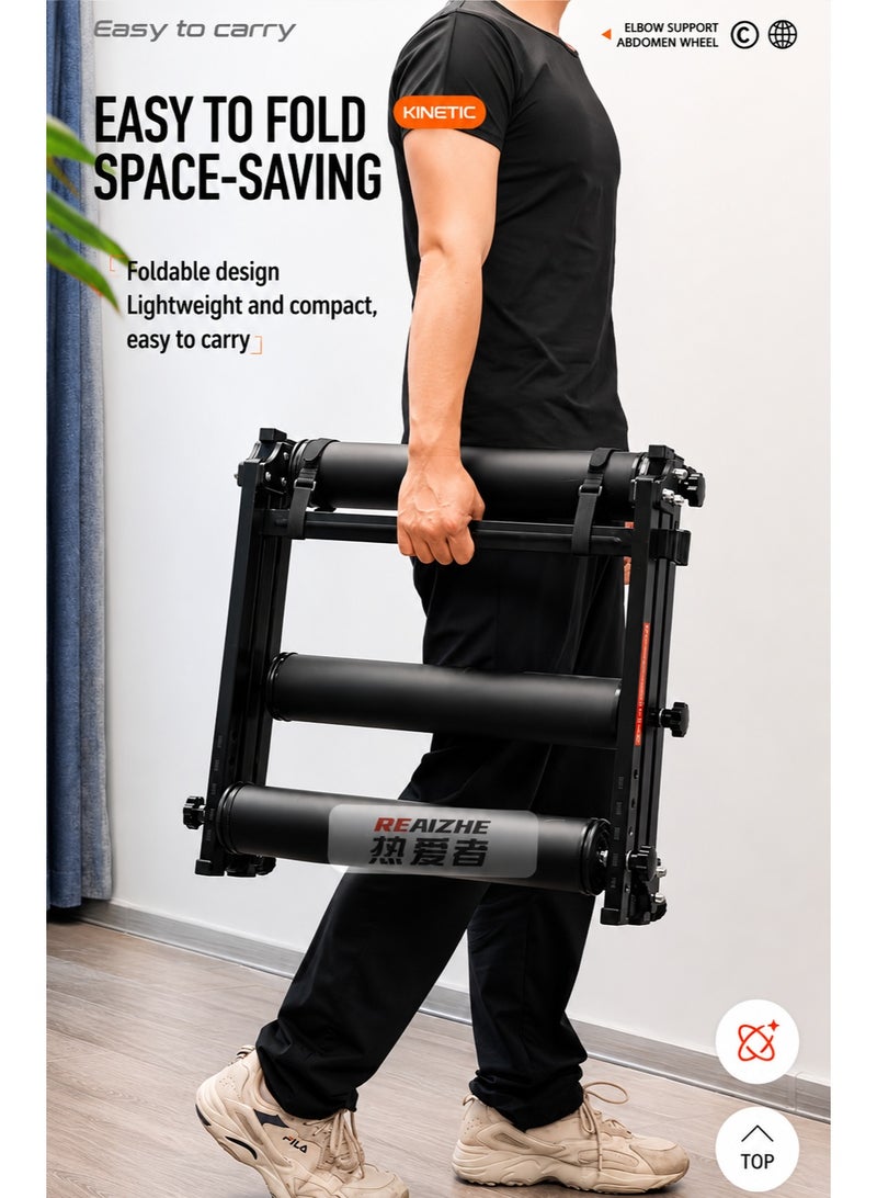 Kinetic Foldable Bicycle Roller Trainer 3-Roller Indoor Cycling Training Stand, Quiet Bike Roller for Road & MTB Bikes, Balance Training, Portable Home Exercise Trainer Indoor Cycling Bicycle Roller with Resistance for MTB Road Bike Exercise - Image 3