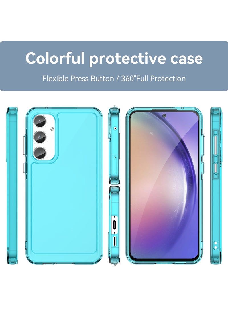 URBBKING - Soft Clear Flexible TPU Phone Cases, Shockproof Transparent Bumper Cover Slim Thin Phone Case for Samsung Galaxy A55 5G Blue - Image 1