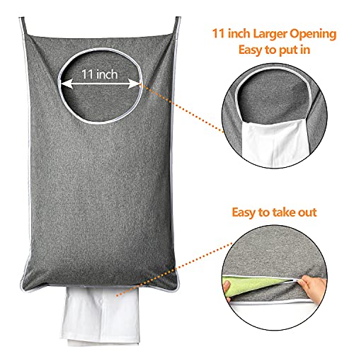 ANSTROUT XL Hanging Laundry Hamper, Extra Large Tear-resistance Door Hamper with 2 Types Hooks for Dirty Clothes, Save Bathroom Space Hanging Laundry Bag (36.5x 22 Inch,Grey) - Image 3