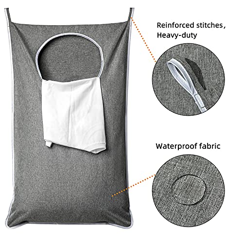 ANSTROUT XL Hanging Laundry Hamper, Extra Large Tear-resistance Door Hamper with 2 Types Hooks for Dirty Clothes, Save Bathroom Space Hanging Laundry Bag (36.5x 22 Inch,Grey) - Image 5