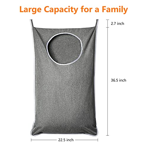 ANSTROUT XL Hanging Laundry Hamper, Extra Large Tear-resistance Door Hamper with 2 Types Hooks for Dirty Clothes, Save Bathroom Space Hanging Laundry Bag (36.5x 22 Inch,Grey) - Image 2