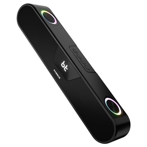 HAMMER Beatbox Bluetooth Soundbar 24W Output, RGB Lights, AUX, USB, TF Card & TWS Connectivity, Upto 8Hr Playtime, 52mm Drivers, Easy to Carry, BT Speaker for TV, Mobile, PC, Laptops, Tablets (Black) - Image 1