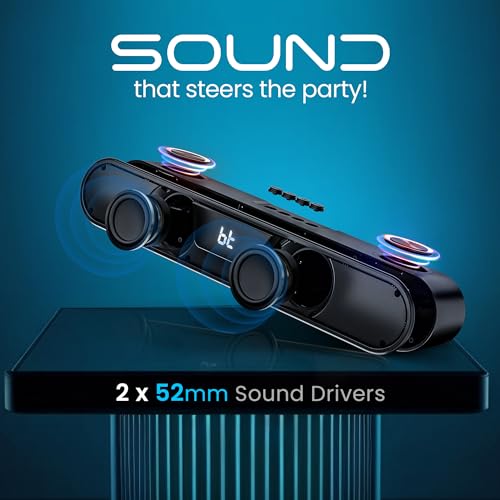 HAMMER Beatbox Bluetooth Soundbar 24W Output, RGB Lights, AUX, USB, TF Card & TWS Connectivity, Upto 8Hr Playtime, 52mm Drivers, Easy to Carry, BT Speaker for TV, Mobile, PC, Laptops, Tablets (Black) - Image 4