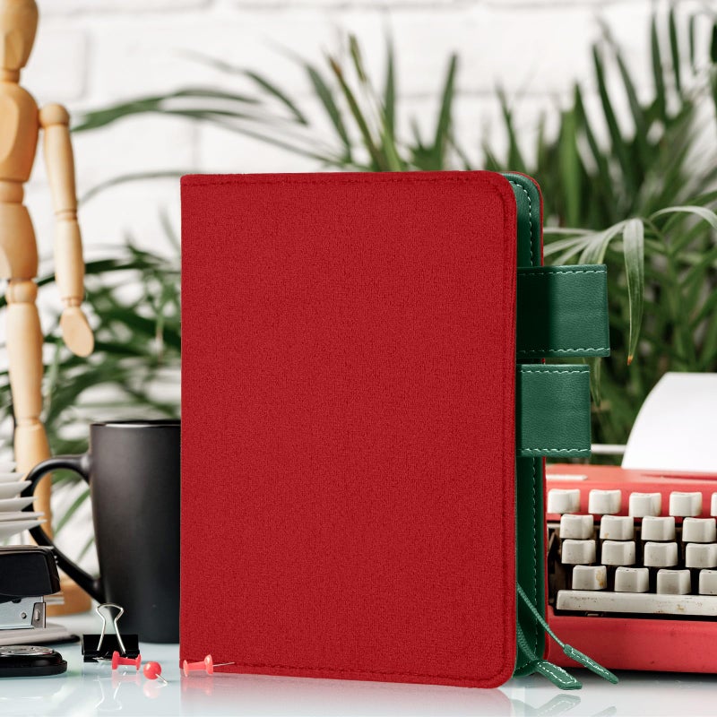 Fullhawl Velvet Cover for A5 Notebooks Planner Cover for Weeks Cousin A5 Planner Inserts & Refill Paper 6.4 x 9 Inches Refillable Notebook Cousin for Student (Red) - Image 3