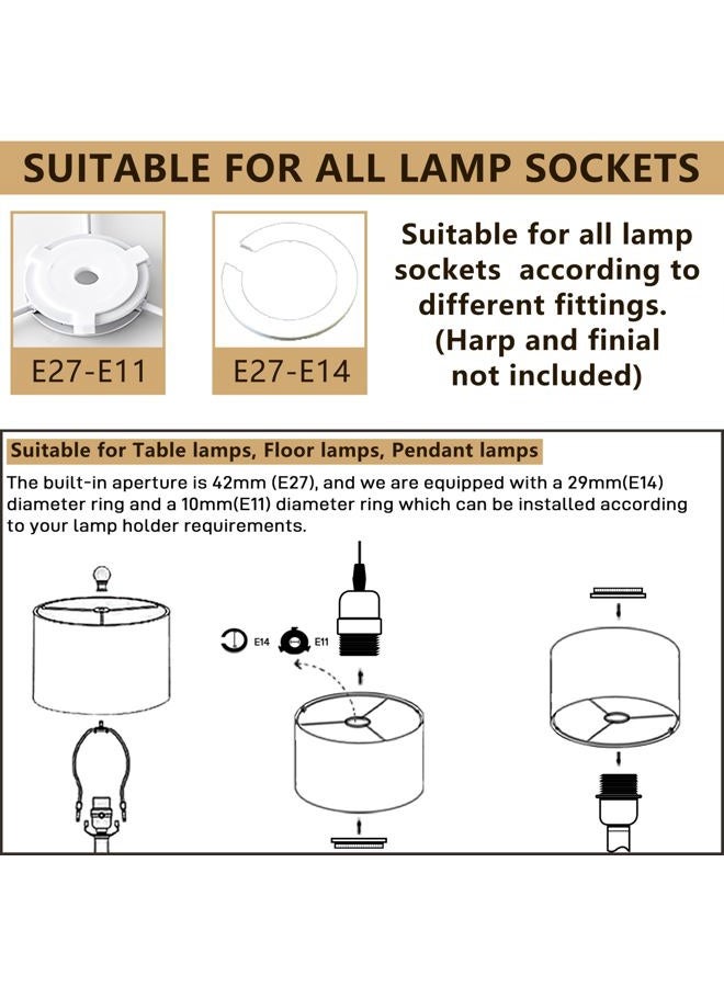 GO&SO 1 Pack Floral Bird Large Drum Lamp Shade,1.65"Spider E27 Base,16" x16" x12",Printed Pattern Design,DIY Assembly with Multi-Adapter (E26/E14/10mm),Ideal for Floor/Table Lamps/Pendant Lighting - Image 4