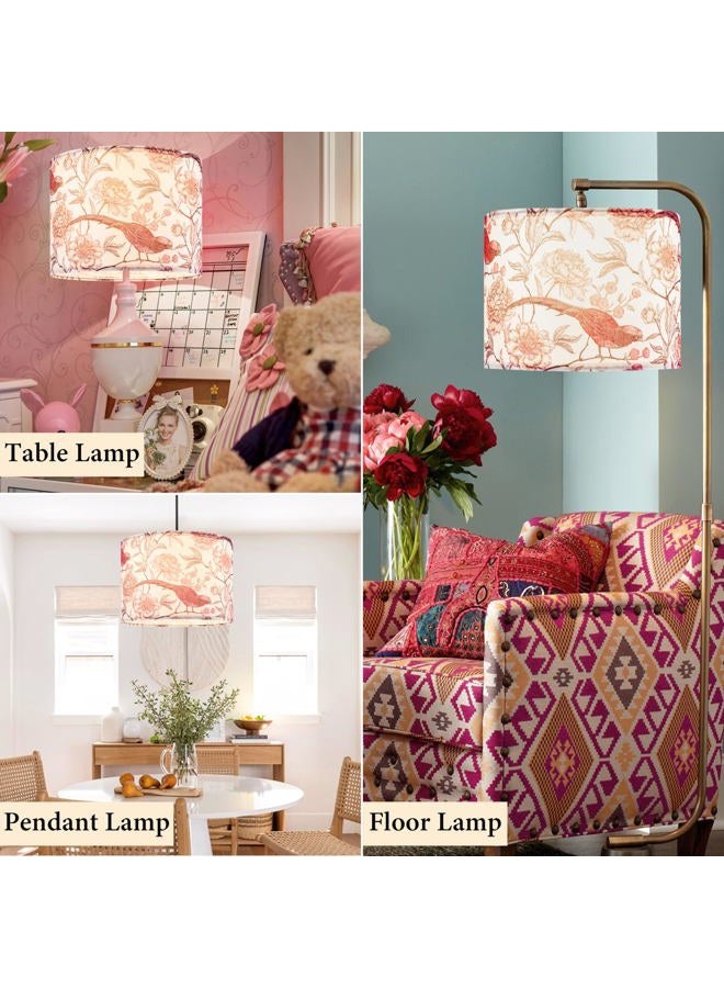 GO&SO 1 Pack Floral Bird Large Drum Lamp Shade,1.65"Spider E27 Base,16" x16" x12",Printed Pattern Design,DIY Assembly with Multi-Adapter (E26/E14/10mm),Ideal for Floor/Table Lamps/Pendant Lighting - Image 5