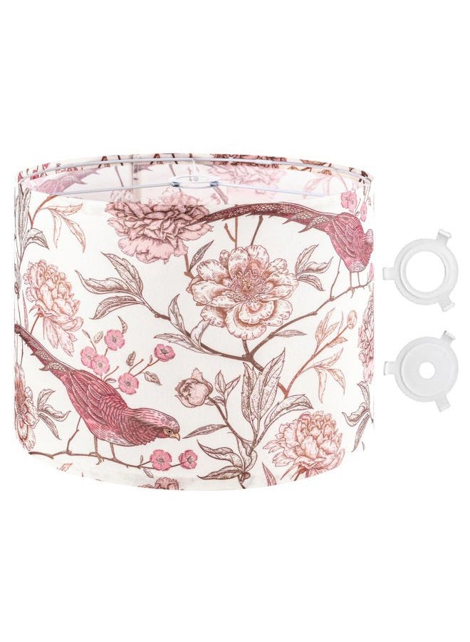 GO&SO 1 Pack Floral Bird Large Drum Lamp Shade,1.65"Spider E27 Base,16" x16" x12",Printed Pattern Design,DIY Assembly with Multi-Adapter (E26/E14/10mm),Ideal for Floor/Table Lamps/Pendant Lighting - Image 1