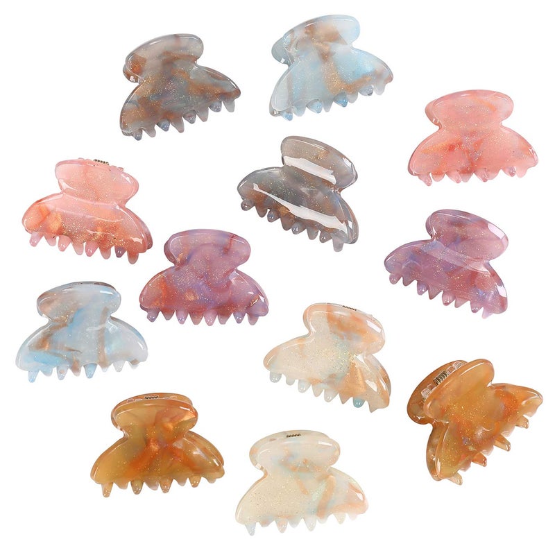 Molans Claw Jaw Clips 12PCS Small for Thin Hair Styling Accessories Classic Clamp for Women Girls (Sequins) - Image 1