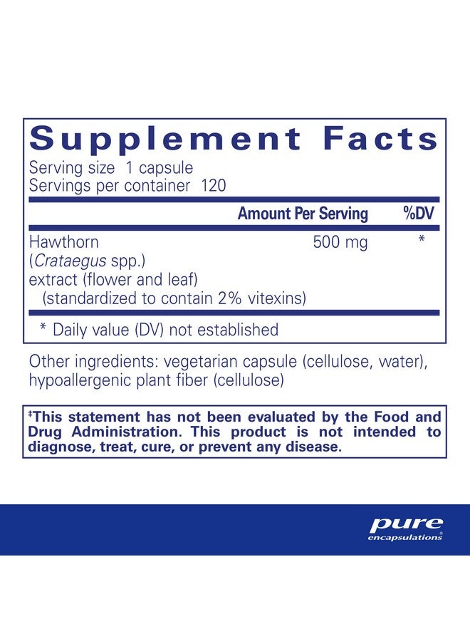 Pure Encapsulations Hawthorn Extract ; Crataegus Oxyacantha Hypoallergenic Supplement For Cardiovascular System Support ; 120 Capsules - Image 3