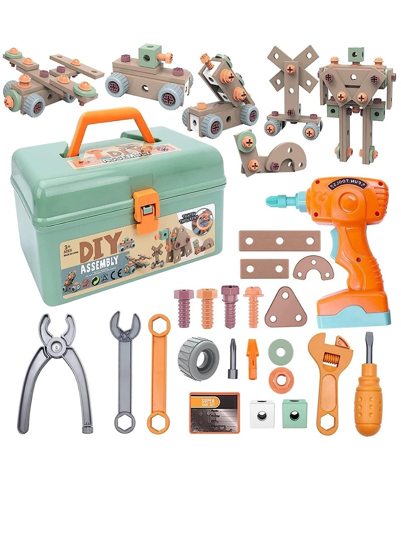 Soofam 144-Piece Kids Tool Set with Electric Drill Toddler Tool Set Pretend Play Construction Tool Kit(144 Piece Kids Tool Set) - Image 2