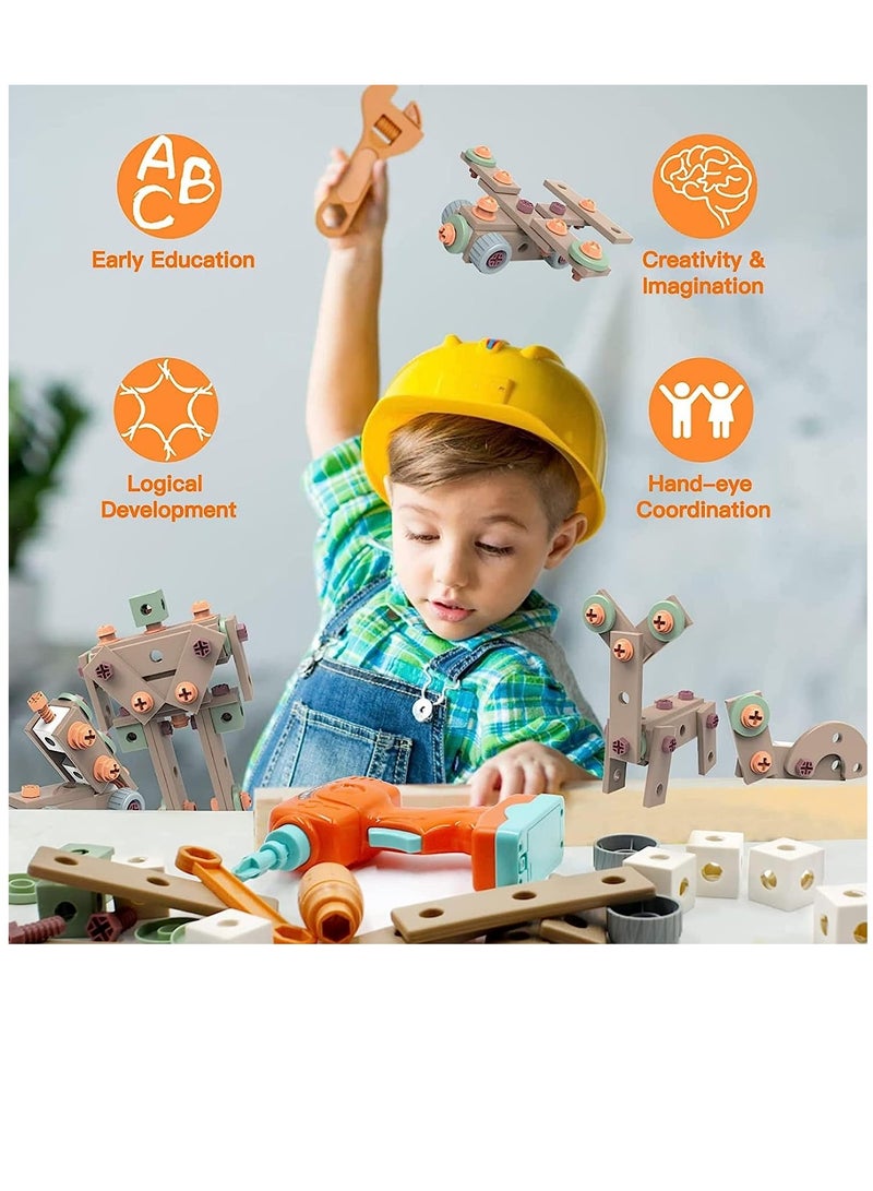 Soofam 144-Piece Kids Tool Set with Electric Drill Toddler Tool Set Pretend Play Construction Tool Kit(144 Piece Kids Tool Set) - Image 3