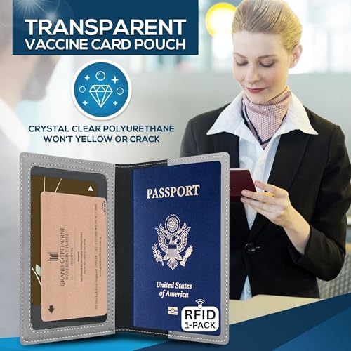Ciana Passport Holder for Travel – PU Leather Passport Cover and Card Holder for Men & Women – Slim Passport Holder with Card Protector Slot, Travel Must Haves (Gray) - Image 4