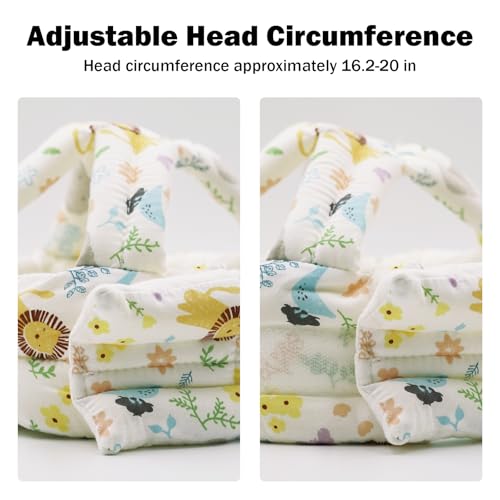 REFLYAWAY Baby Head Protector Baby Helmet for Crawling Walking, No Bumps Safety Head Adjustable Protective Cap for Walking, Playing - White Animal Flower - Image 2