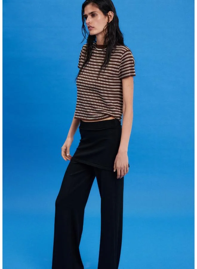Mango 32-CHOCOLATE Short-Sleeved Ribbed Sweater for Women | Best Price UAE