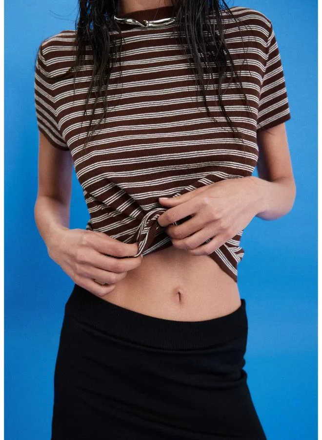 Short-Sleeved Ribbed Sweater
