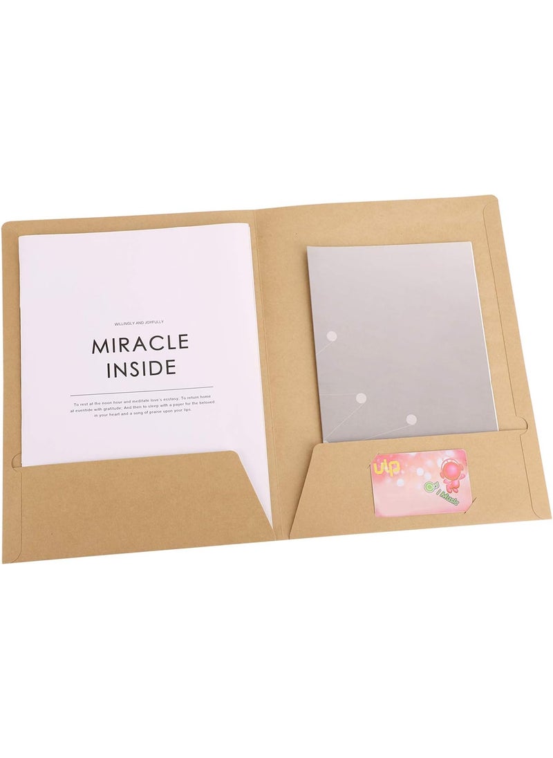 Starsouce Natural Kraft Paper TwoPockets Folder Eco Friendly A4 Size Paper Portfolios for School Home Office 10 Pack  - Image 1