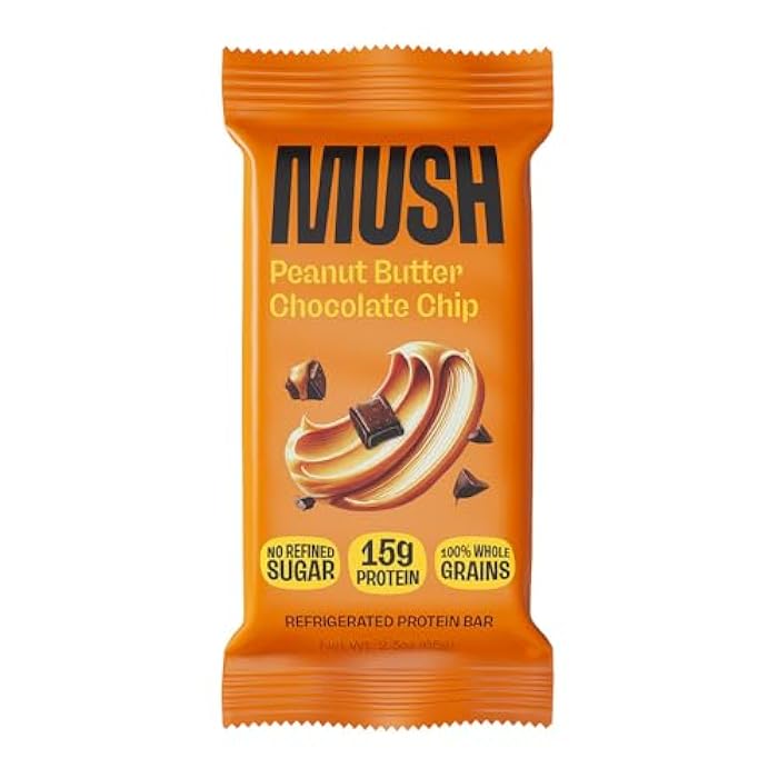 Mush بار بروتين موش - زبدة الفول السوداني برقائق الشوكولاتة - 15 جرام بروتين، مصدر جيد للألياف، خالي من الجلوتين، بدون سكر مكرر، طاقة مستدامة، 2.3 أونصة - Image 1