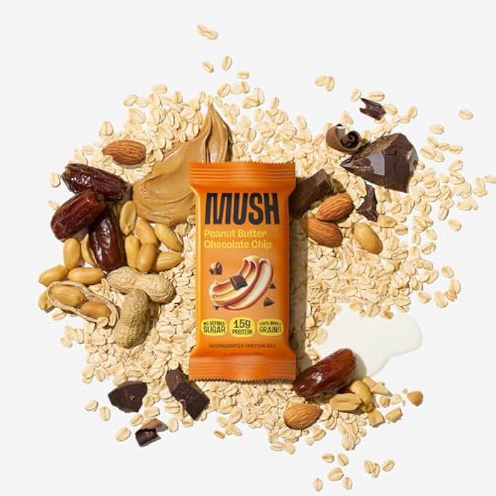 Mush بار بروتين موش - زبدة الفول السوداني برقائق الشوكولاتة - 15 جرام بروتين، مصدر جيد للألياف، خالي من الجلوتين، بدون سكر مكرر، طاقة مستدامة، 2.3 أونصة - Image 4