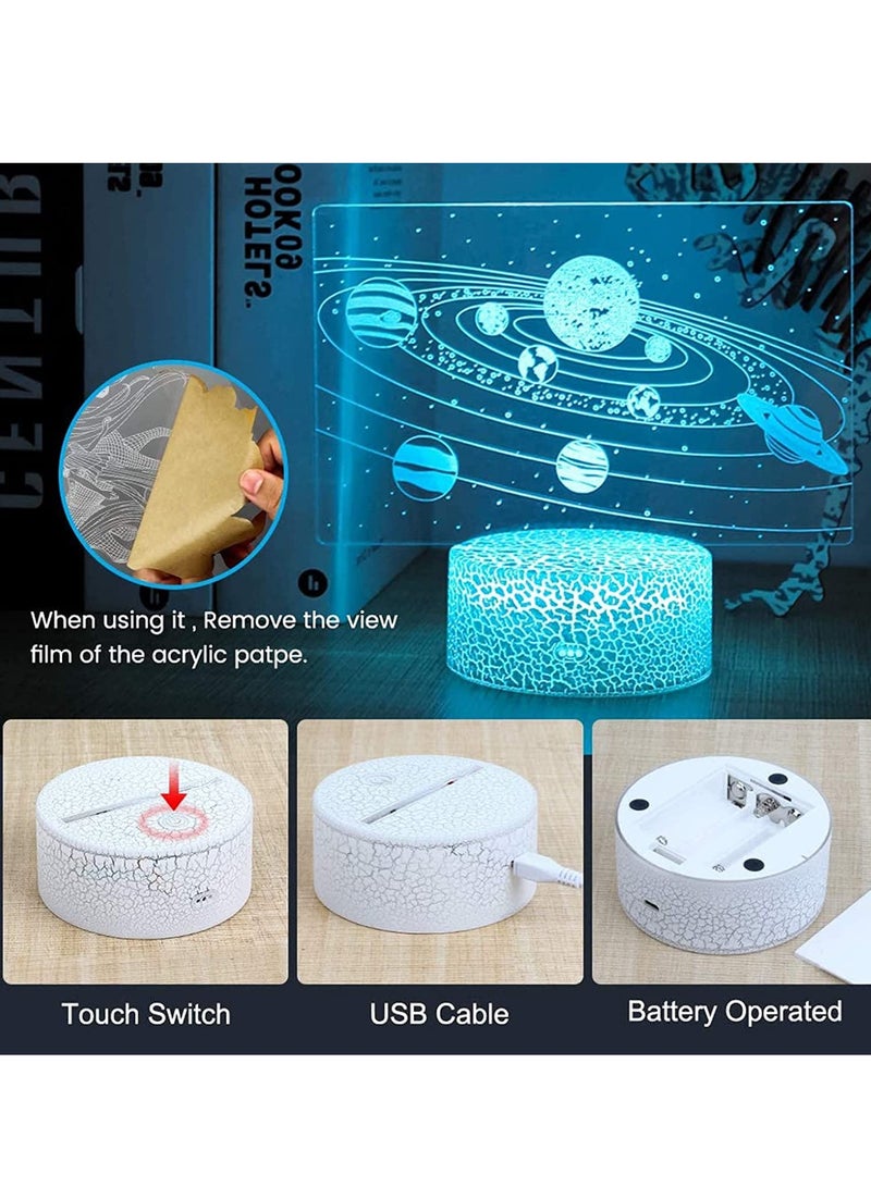 Night Light for Kids Gifts, Solar System 3D Optical Illusion Lamp Universe Space Galaxy LED Night Light with Remote for Space Lover Boys and Girls as a Best Gifts(Solar System) - Image 3