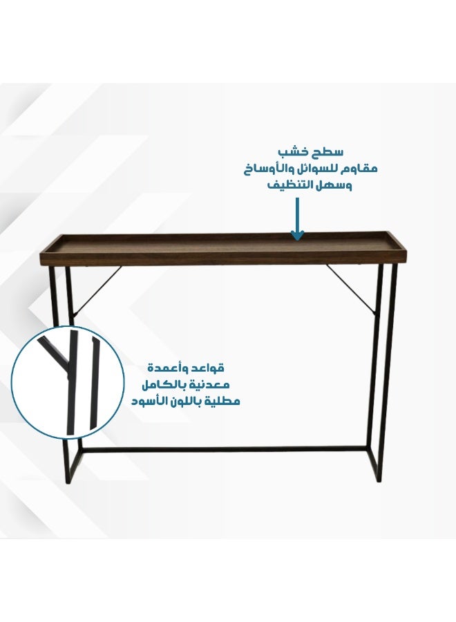 PixelsFurniture Pixels Furniture Console Table, Entryway with Wood Top and Metal Ends, Versatile, Brown Color - Image 3