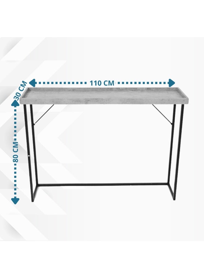 PixelsFurniture Pixels Furniture Console Table, Entryway with Wood Top and Metal Ends, Versatile, Brown Color - Image 4