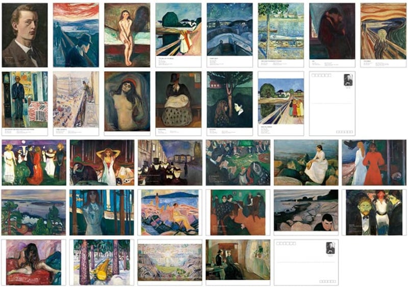HOSTEESSCHOICE Beautiful Art Postcards set of 30 Edvard Munch Post card variety pack Famous Painting Scenery,4 x 6 Inches - Image 1