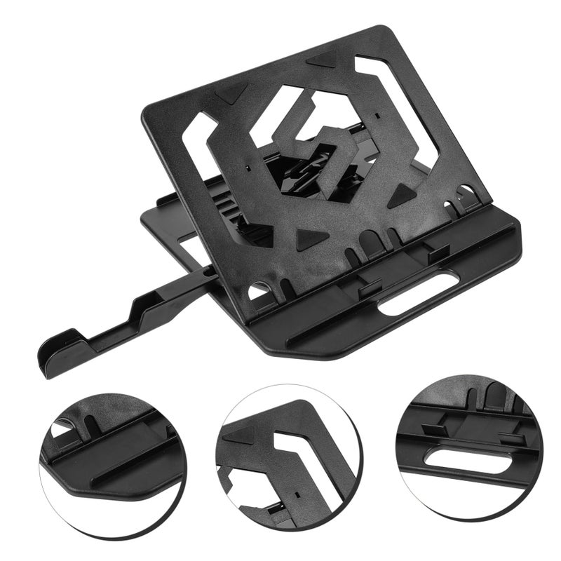 Black Laptop Stand with Phone Holder Portable Desktop Riser for Ergonomic Home Office Travel Use - Image 4