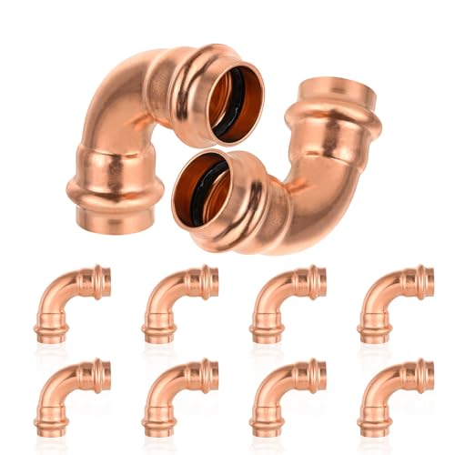 HeSun 10Pack HeSun 34 x 34 Copper Press Elbow90 Degree P x P Pressure Fittings for Copper Tube ConnectionPRESS005 - Image 1