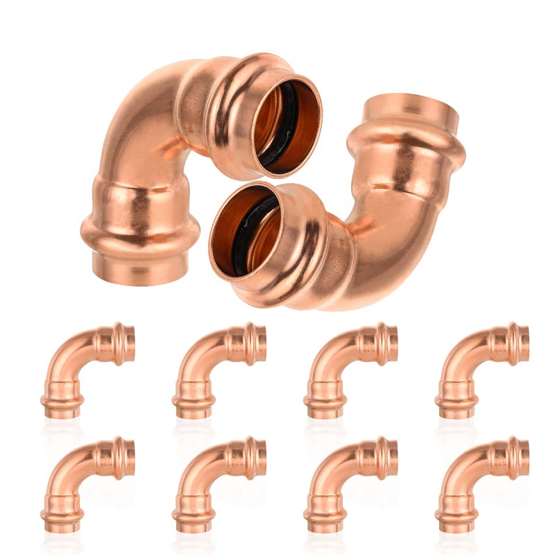 HeSun 10Pack HeSun 34 x 34 Copper Press Elbow90 Degree P x P Pressure Fittings for Copper Tube ConnectionPRESS005 - Image 2