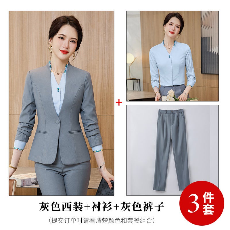 Blue Suit Women'S Suit Professional Women'S Work Clothes Elegant Suit Jacket Formal Wear Front Desk Work Clothes - Image 1