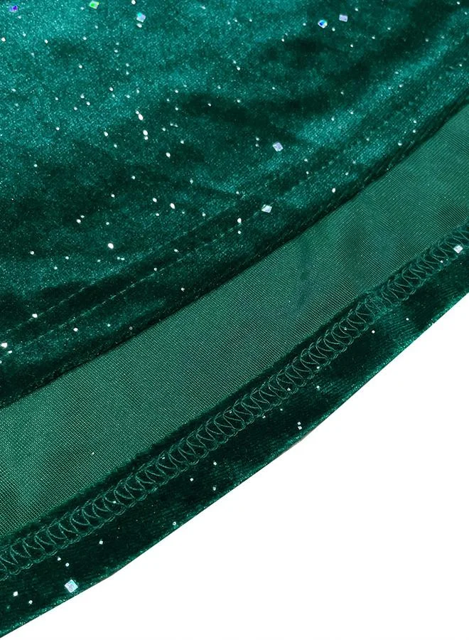 Take Two  Women's Solid One Shoulder Pleated Detail Velvet Mini Dress for Women | Best Price UAE