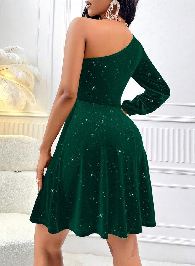 Take Two Women's Solid One Shoulder Pleated Detail Velvet Mini Dress - Image 2