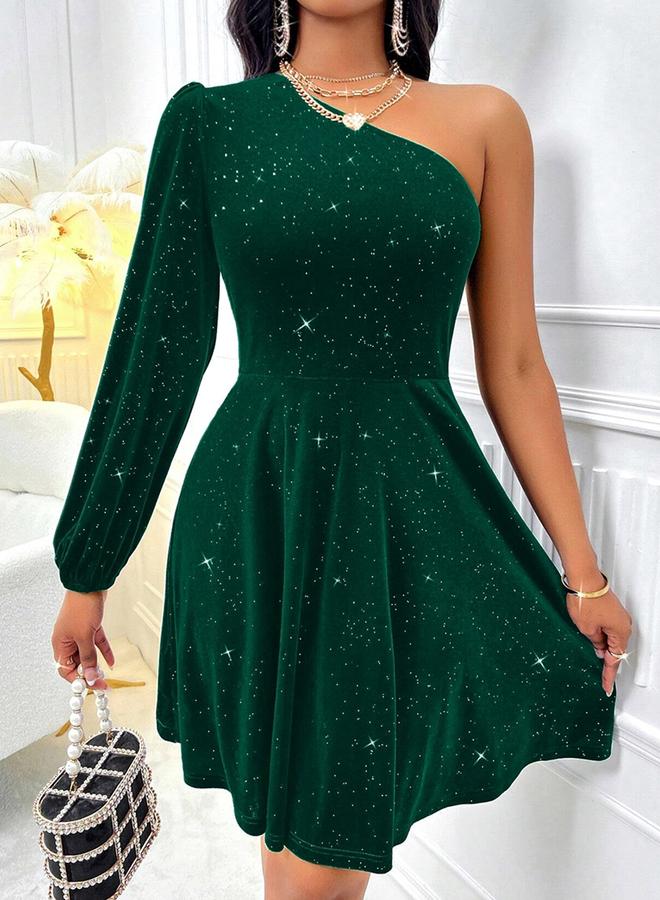 Take Two Women's Solid One Shoulder Pleated Detail Velvet Mini Dress - Image 3