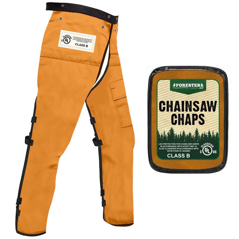 FORESTER Chainsaw Chaps for Men & Women | Apron Style Men's Chain Saw Chaps with Pocket & Adjustable Waist | Chainsaw Safety Equipment | Orange 37" - Image 1