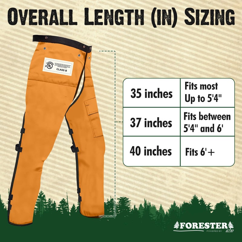 FORESTER Chainsaw Chaps for Men & Women | Apron Style Men's Chain Saw Chaps with Pocket & Adjustable Waist | Chainsaw Safety Equipment | Orange 37" - Image 3